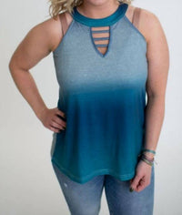 Shirley Stone - Ombre' Keyhole Tank Top