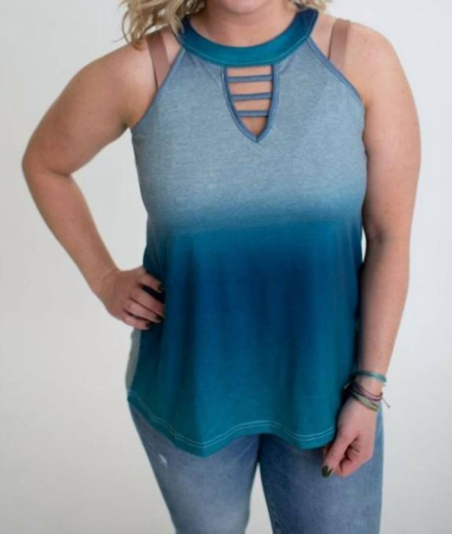 Shirley Stone - Ombre' Keyhole Tank Top
