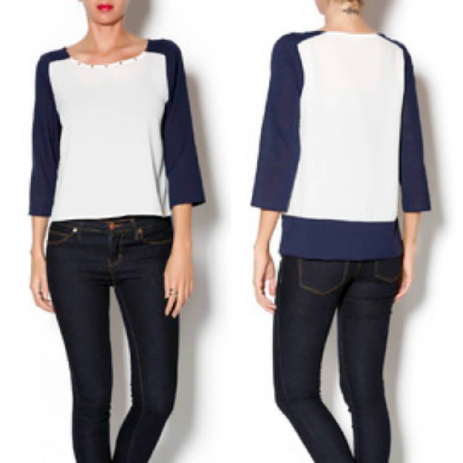Double Zero - Gold Studded Long Sleeve Top