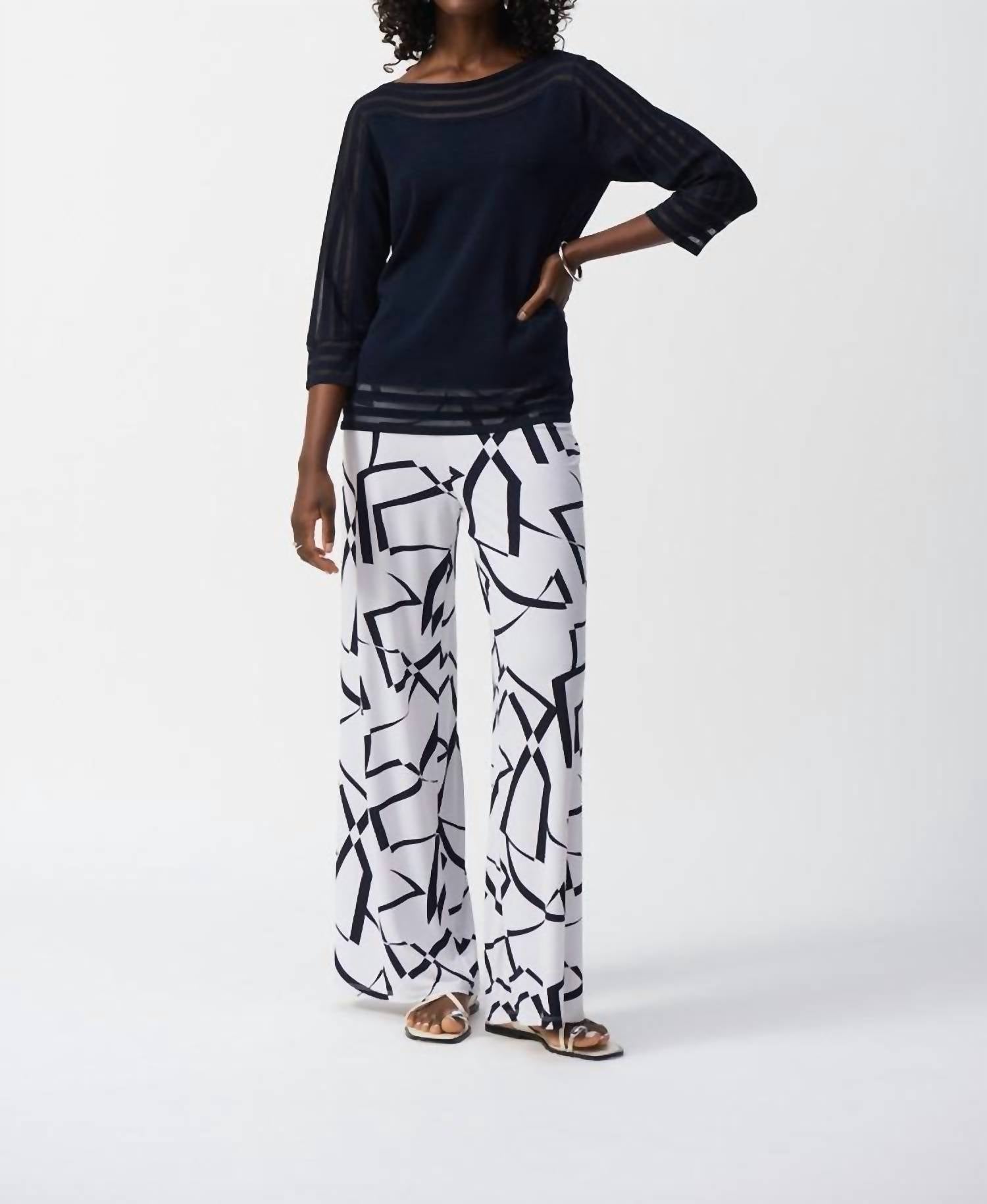 Joseph Ribkoff - Sweater With Mesh Stripe Detail