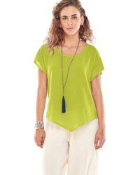 Oh My Gauze! Grace Casual Top in lime - women's t-shirt - alternate view