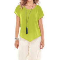 Oh My Gauze! Grace Casual Top in lime - women's t-shirt - detail view