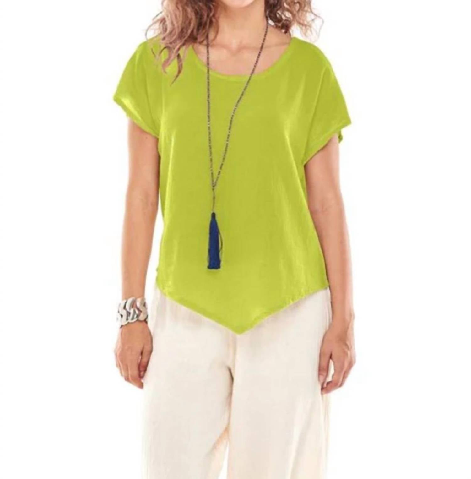 Oh My Gauze! Grace Casual Top in lime - women's t-shirt - detail view