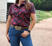 Howdy Hanny - Midnight Rose Short Sleeved Pearl Snap Shirt