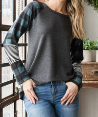 Heimish Usa - Solid Stripe And Plaid Top