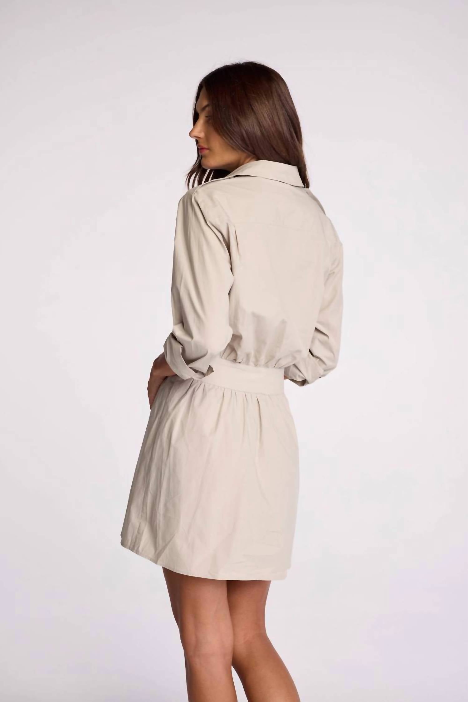 sundays Asterin Mini Dress in willow gray - women's dress - detail view