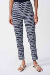 Joseph Ribkoff - Geometric Jacquard Slim Ankle Pants
