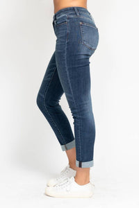 Judy Blue - Mid Rise Cuffed Slim Fit Jeans