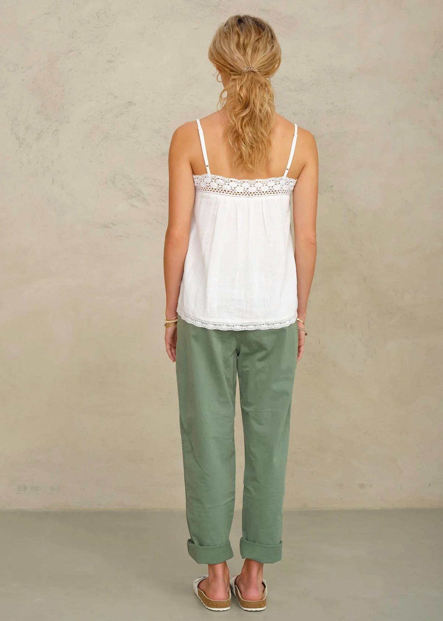 M.A.B.E. - Veri Tonal Linear And Floral Embroidery Camisole