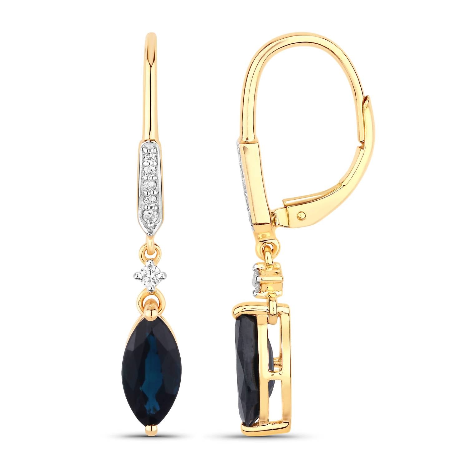Diana M Jewels - Women's Marquise Natural Blue Sapphire Stud Earrings (2.73 Ct) - Signature