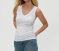 Michael Stars Blanche Ribbed Tank Top in white - women's tank top - view 4