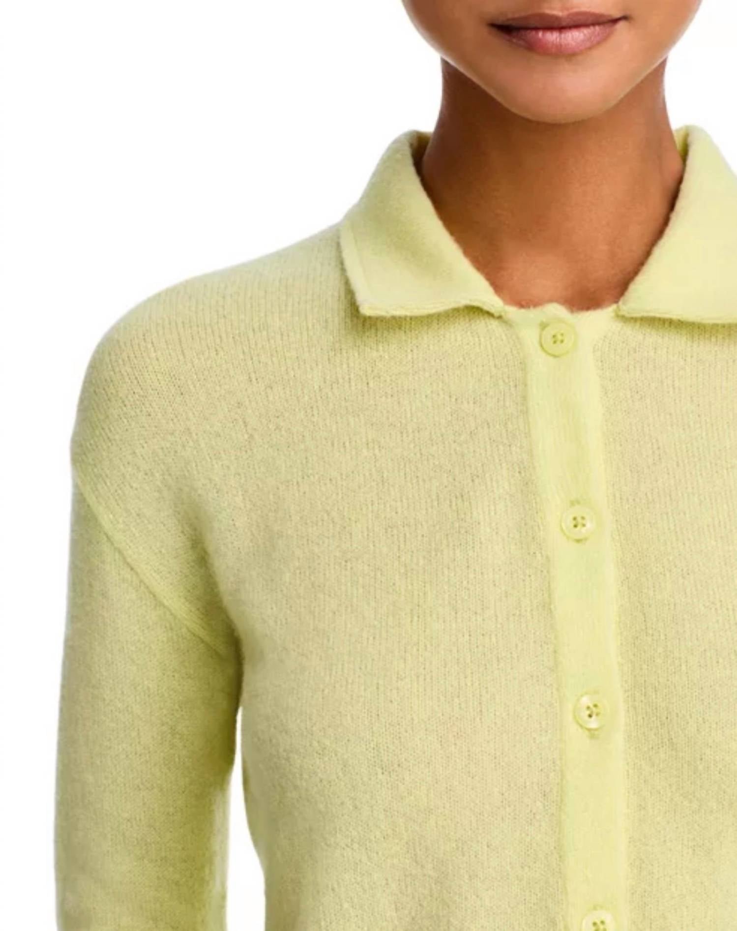 RE/DONE Loose Polo Cardigan in limeade - women's cardigan - view 4