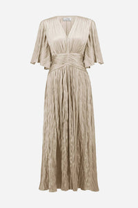 Joseph Ribkoff - Satin Fit And Flare Pleated Dress With Knot Waist Detail