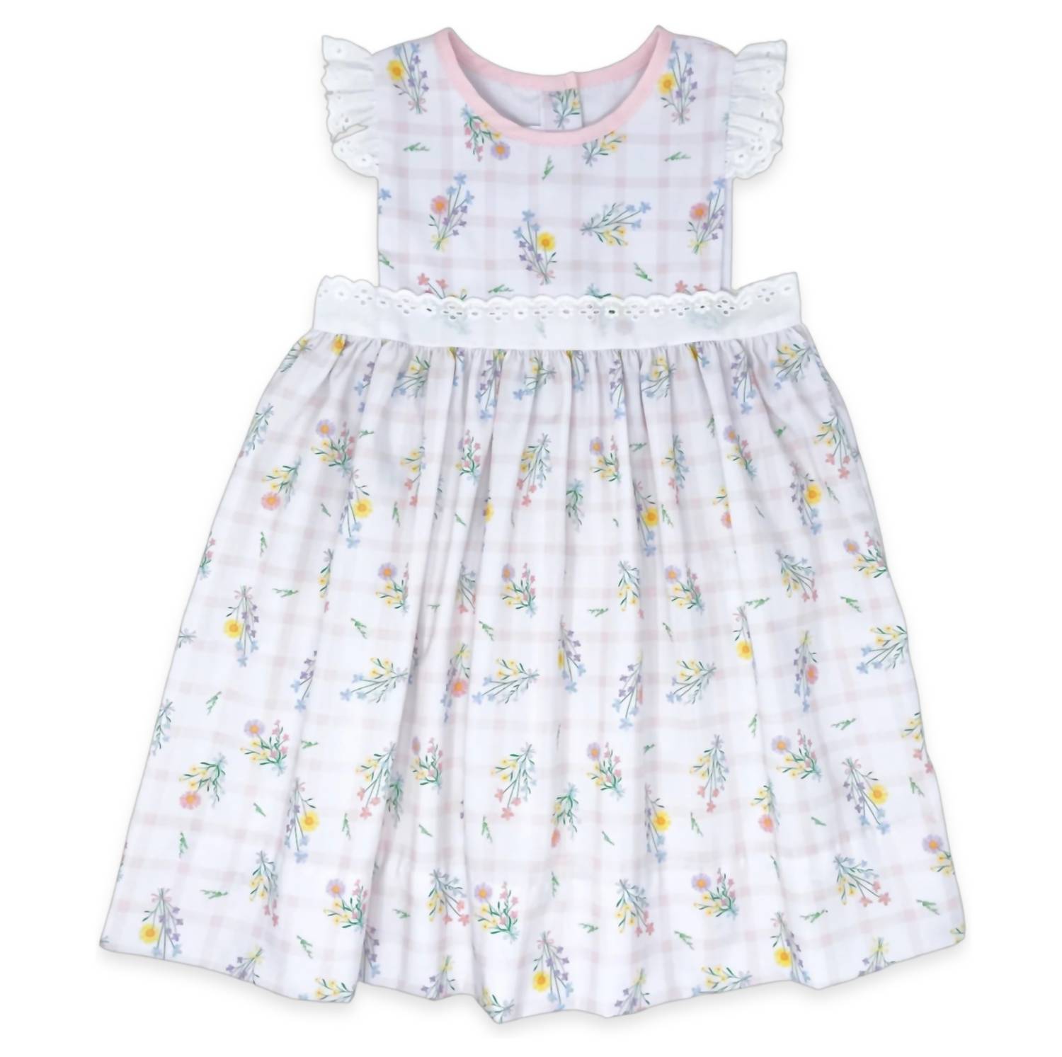 Lullaby Set Girls Pinafore Dress in wilmington wildflower windowpane - kids' dress