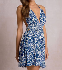 ELAN Coralina Halter Mini Dress in blue - women's dress - view 4