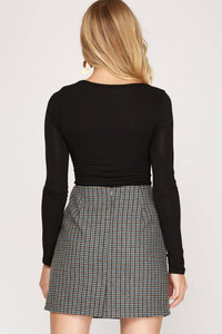 She + Sky - Houndstooth Woven Mini Skirt