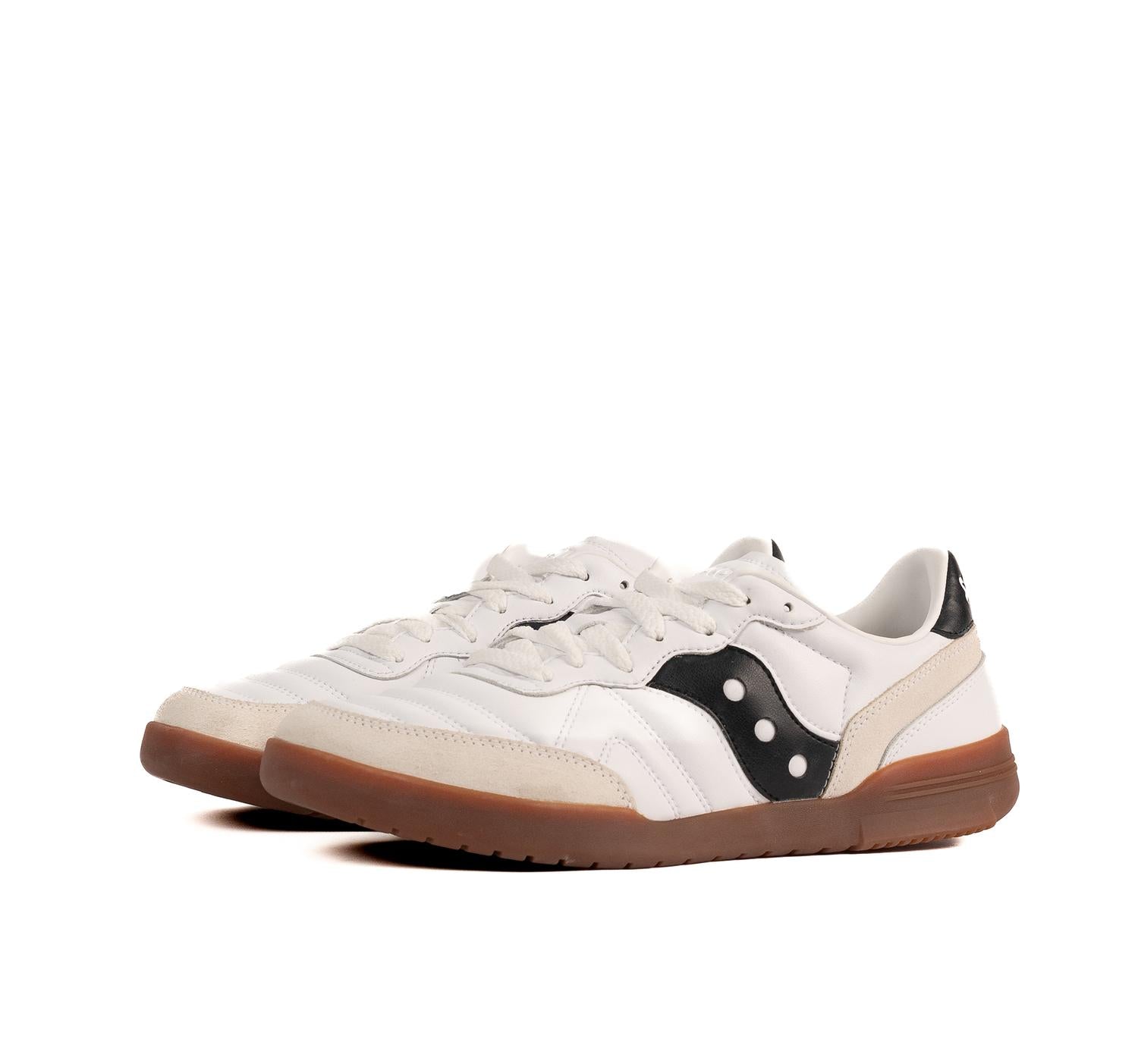 SAUCONY Men's 586i Leather Sneakers in white black - men's sneaker - detail view