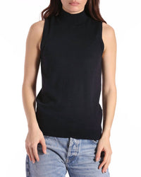 Minnie Rose - Supima Cotton Cashmere Mock Neck Sleeveless Top