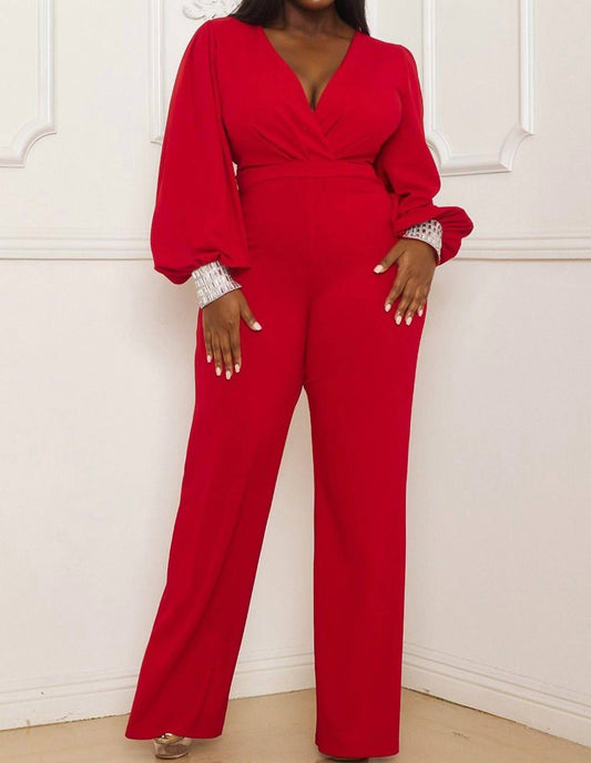 Symphony - Rhinestone On Cuffs Detail Jumpsuit