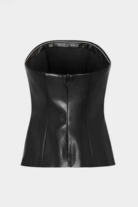 Milly - Faux Leather Strapless Top