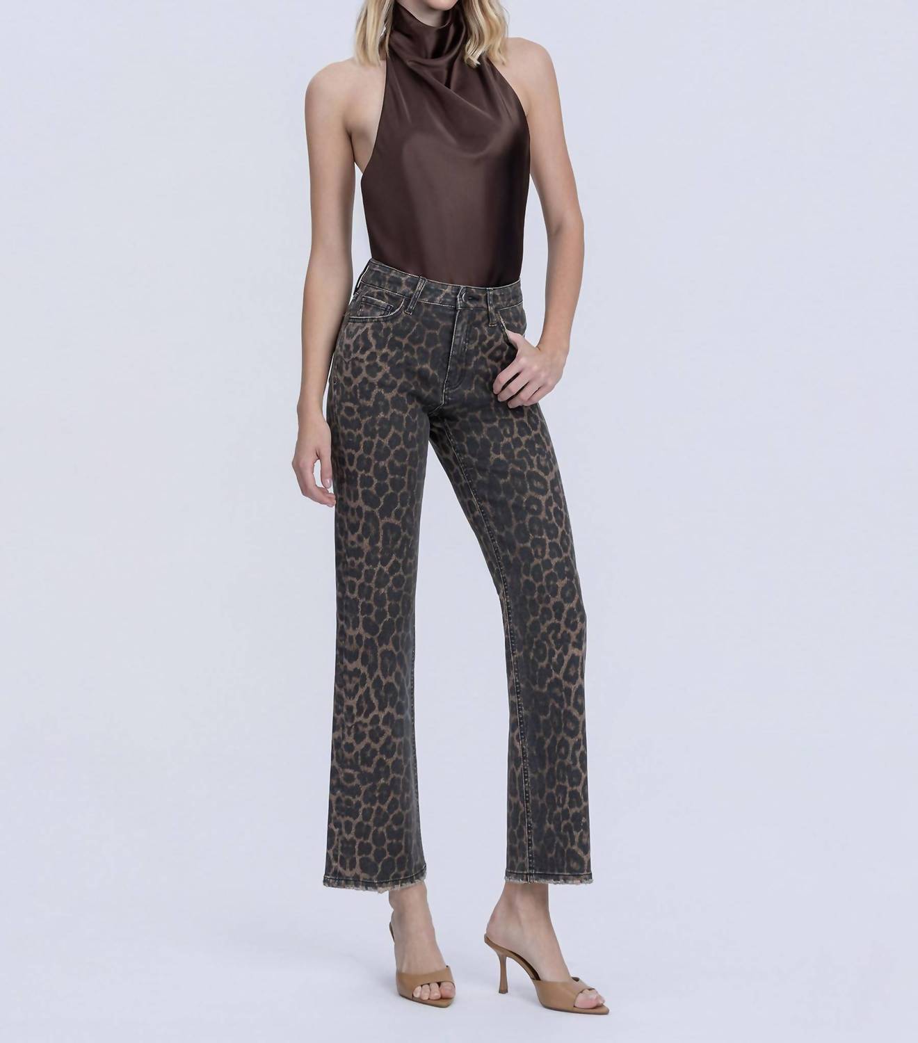 FLYING MONKEY Shayla High Rise Jeans in leopard - women's jeans - view 4