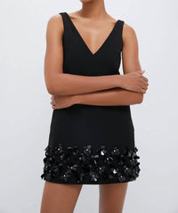 Self-Portrait - Crepe 3d Sequin Mini Dress