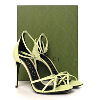 Gucci Womens Charlotte Nappa Gg Ankle Strap High Heeled Sandals in pistachio green - women's sandal - view 8