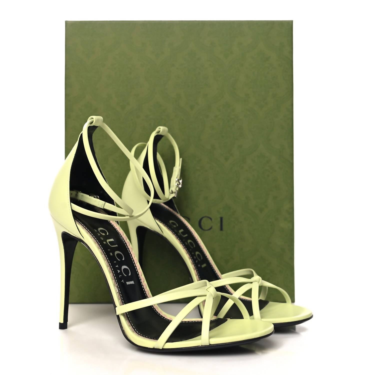 Gucci Womens Charlotte Nappa Gg Ankle Strap High Heeled Sandals in pistachio green - women's sandal - view 8