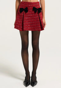 Moon River - Plaid Mini Skirt With Ribbon Detail