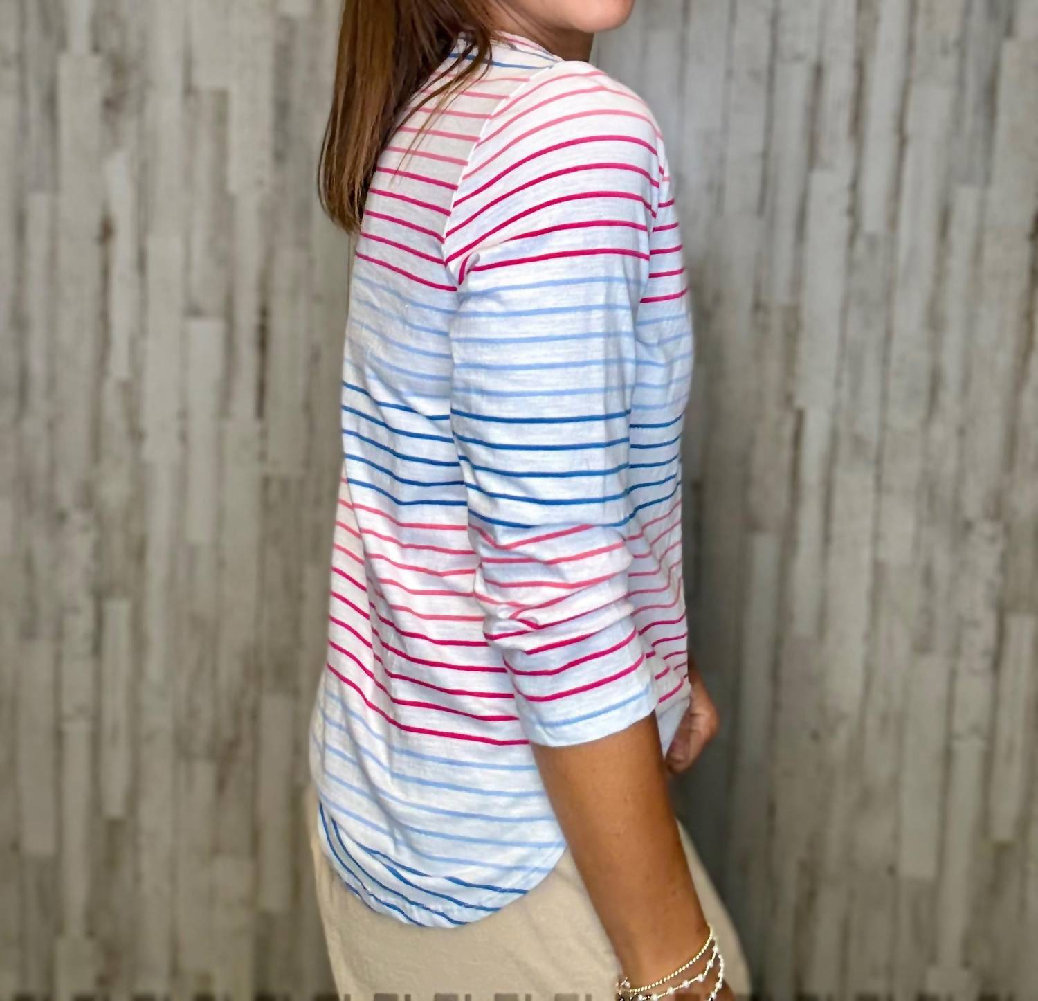CHARLIE B Stripes Are For Me Knit Top in multi - women's long sleeve top - alternate view