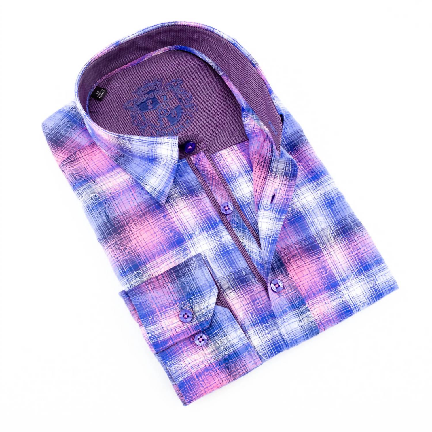 Eight X - Paisley Over Checkered Jacquard Shirt