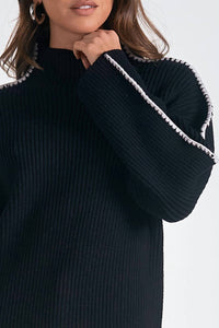 Elan - Mock Neck Trimmed Sweater