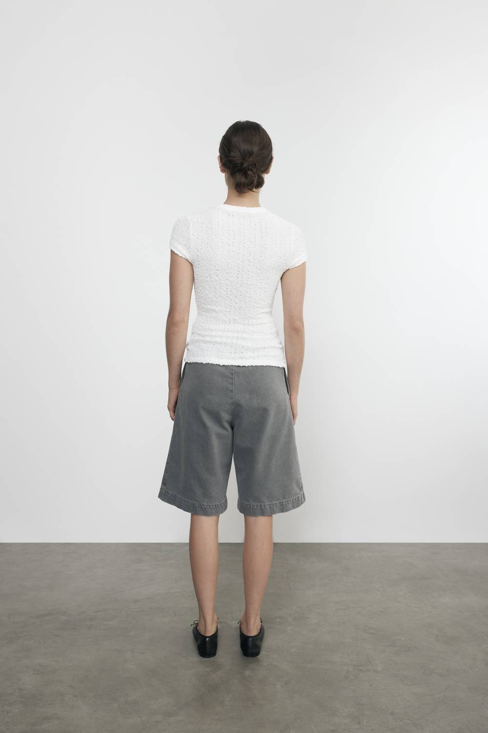 Enza Costa PUCKERED CAP SLEEVE TOP in undyed - women's t-shirt - view 4