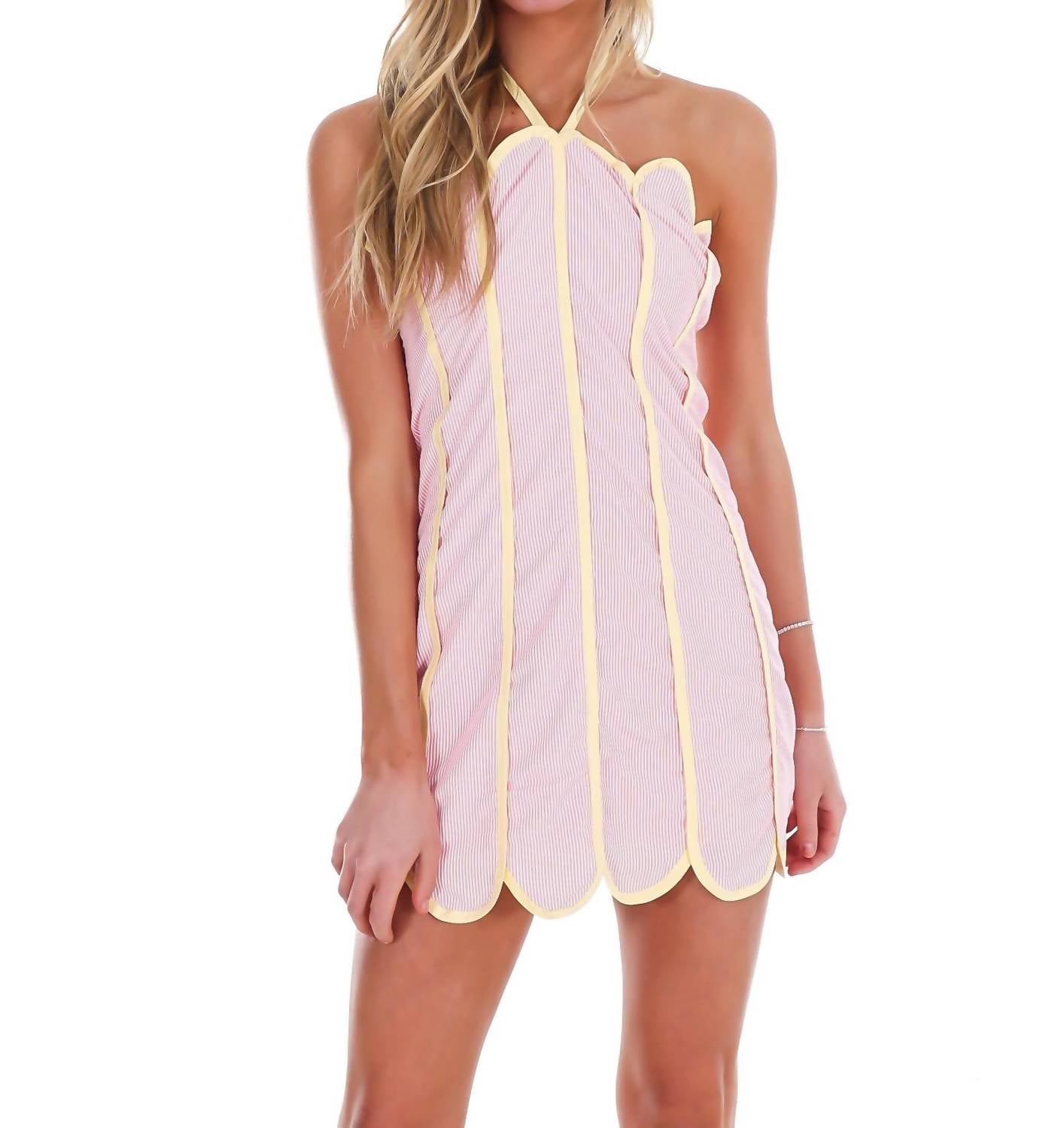 TCEC East Coast Summers Stripe Halter Mini Dress in pink - women's dress - view 6