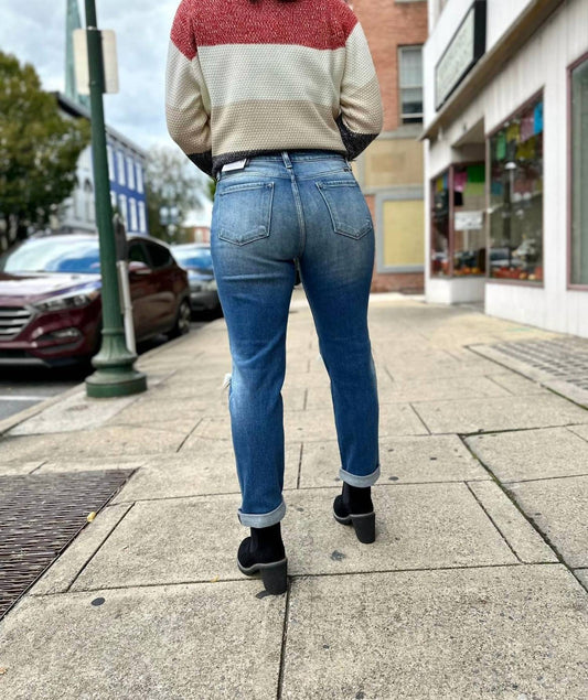 Kancan - Alice High Rise Hem Detail Slim Straight Jeans