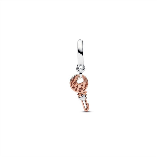Pandora - Two-Tone Key & Sliding Heart Dangle Charm
