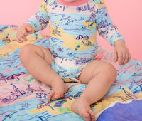 Rufflebutts - Beach Day Long Sleeve One Piece Ruffle Rash Guard Swimsuit