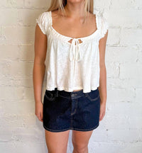 OLIVACEOUS Emerly Feminine Flair Skort in denim - women's shorts
