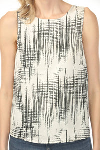 Charlie B - Printed Satin Keyhole Back Tank Top
