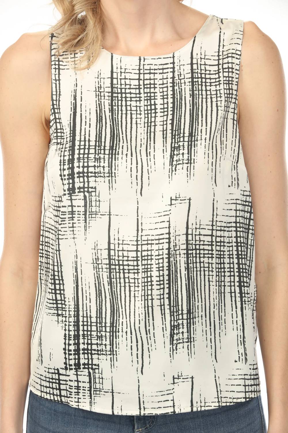 Charlie B - Printed Satin Keyhole Back Tank Top