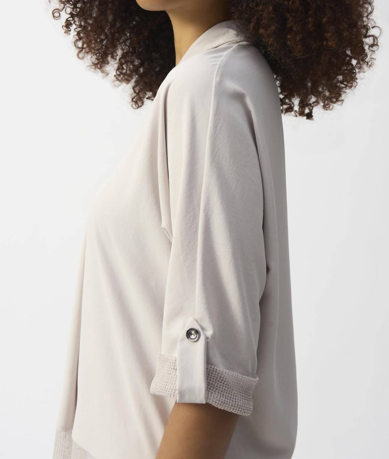 Joseph Ribkoff - v neck top with mesh hem