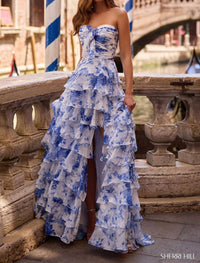 Sherri Hill - Slit Skirt Floral Dress