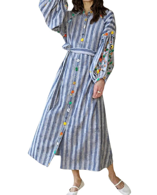 Guadalupe Design - Rambagh Stripe Embroidered Midi Dress