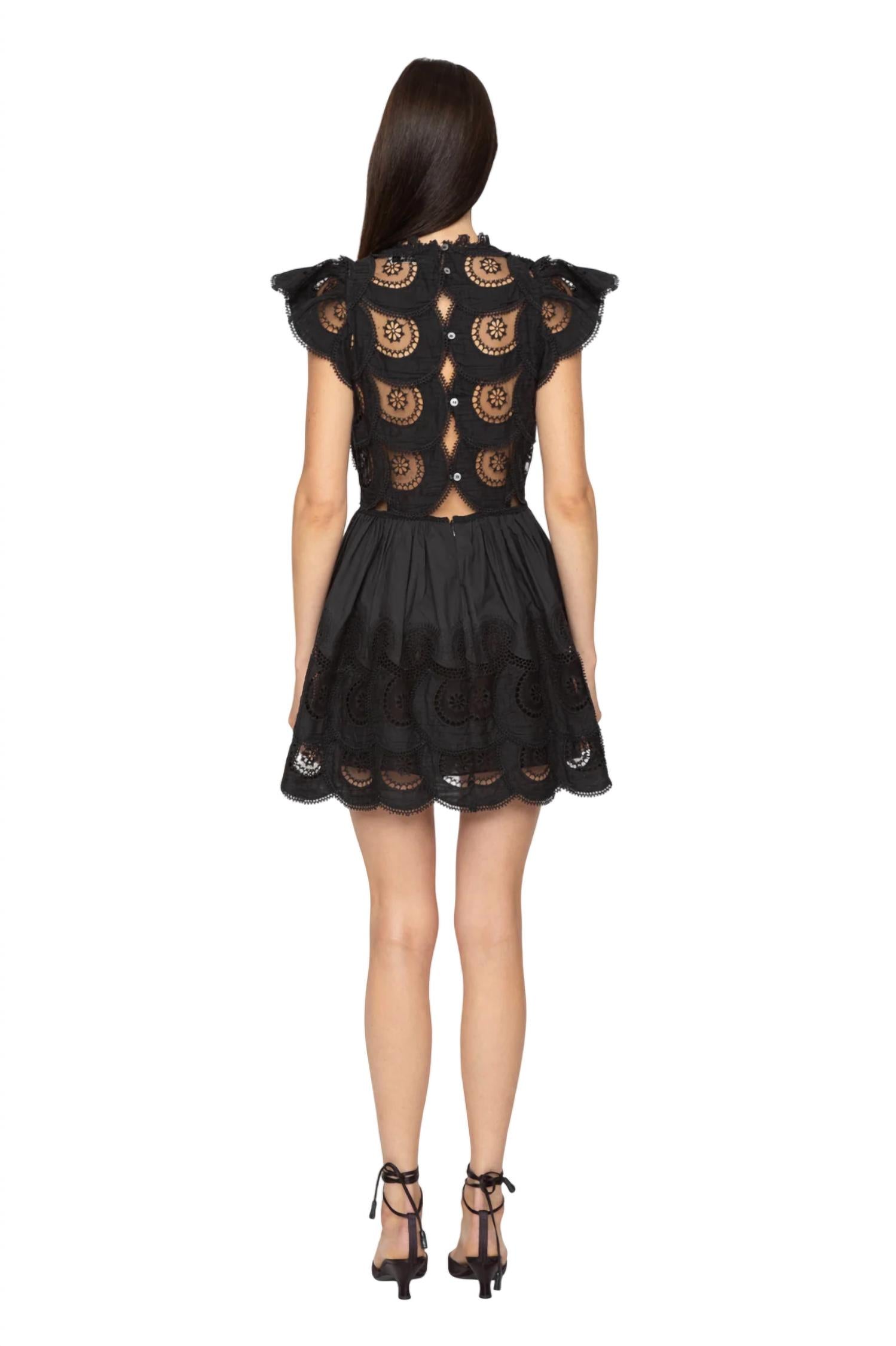Sea - Drea Embroidery Flutter Sleeve Dress