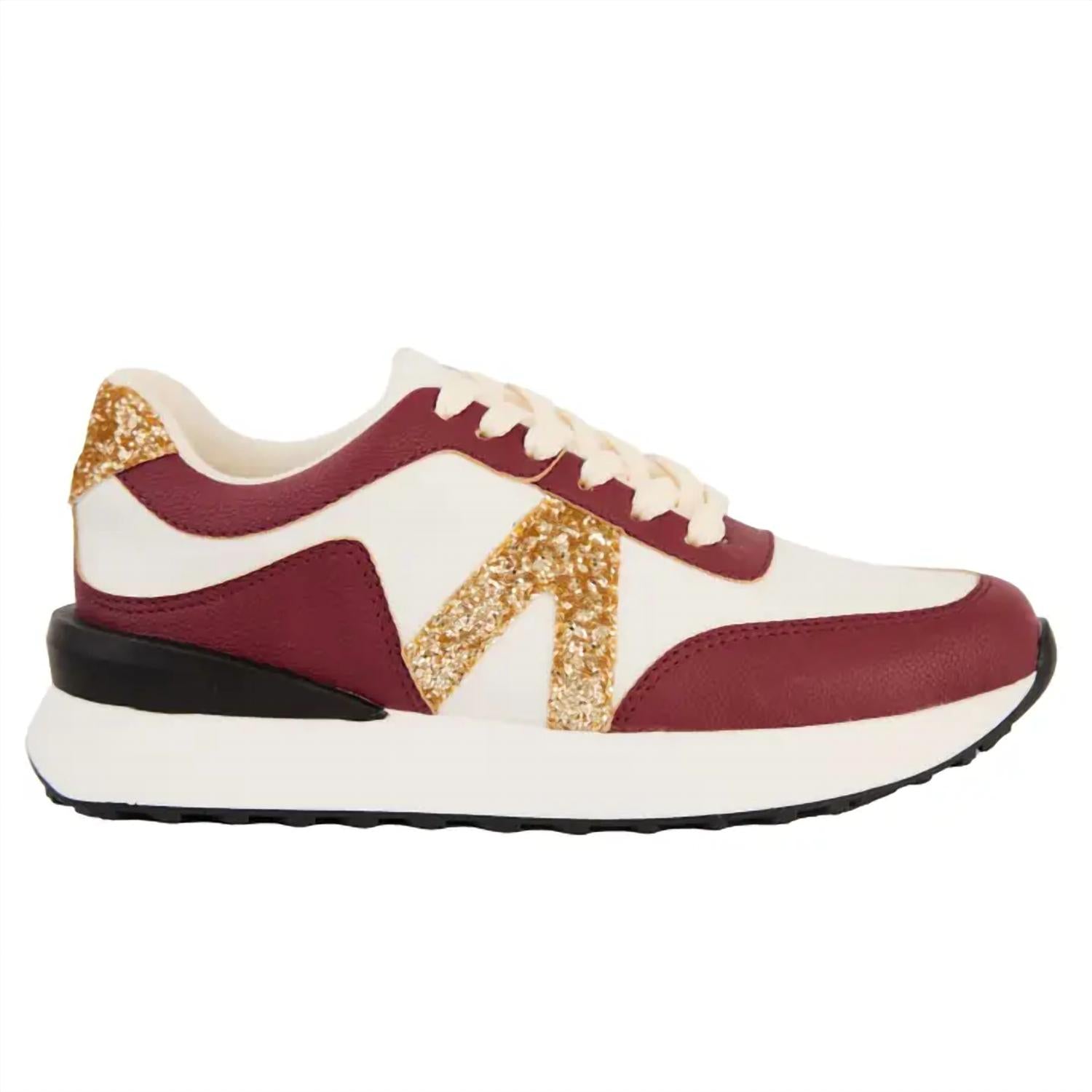 Maker's Women's Nova Glitter Sneakers in burgundy - women's sneaker