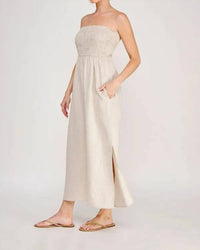 Allie Rose - Linen Smocked Midi Dress