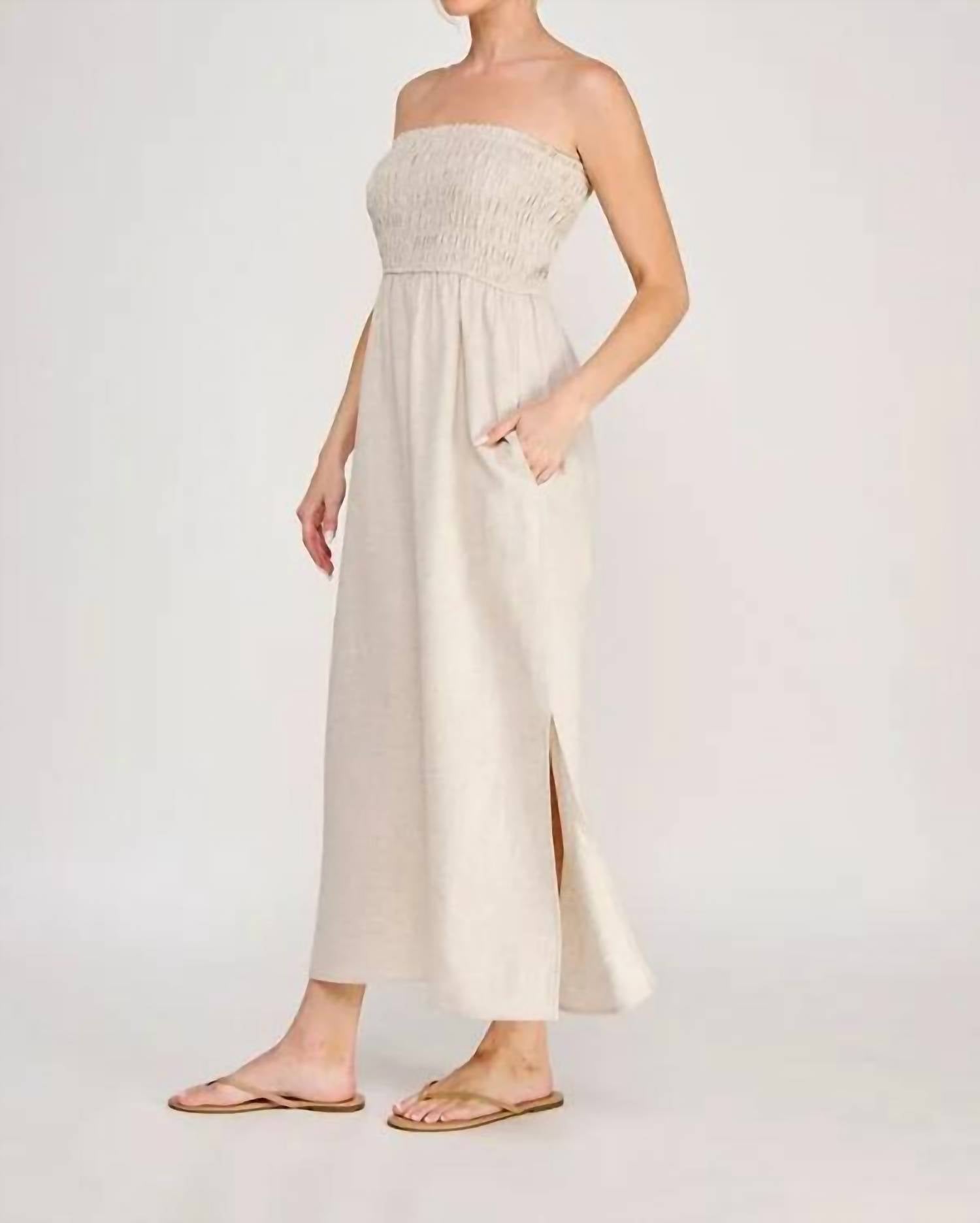 Allie Rose - Linen Smocked Midi Dress