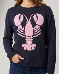 Simply Southern Lobster Knit Sweater in pink blue - women's sweater