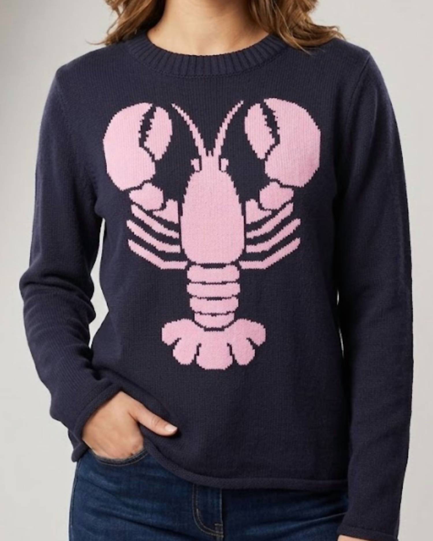 Simply Southern Lobster Knit Sweater in pink blue - women's sweater