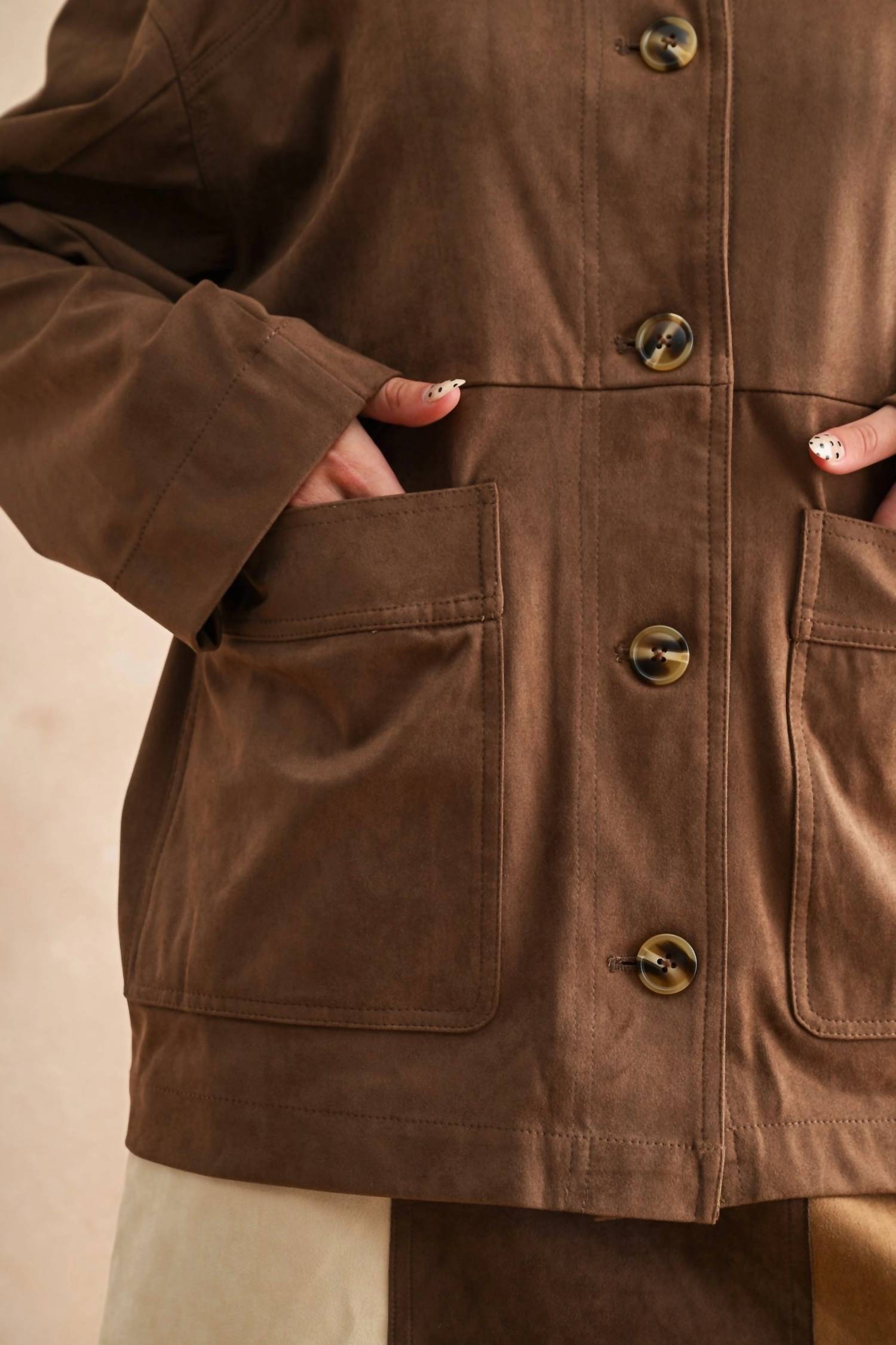 Miou Muse - Suede Button Front Jacket